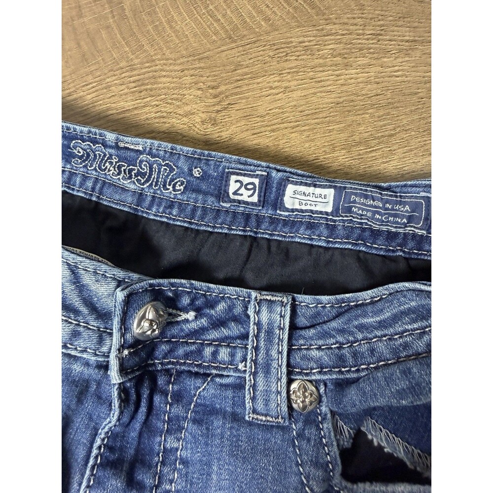 Miss Me Signature Embellished Bootcut Low Rise Jeans Size 29 (Hem Shortened) - Picture 11 of 16